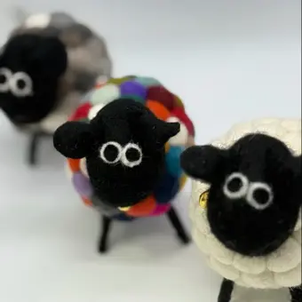 Sheep felted wool doll